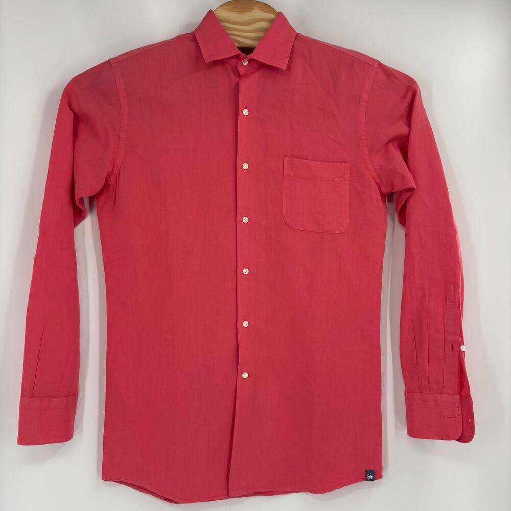 Peter Millar Mens Small Solid Dark Pink Linen Ble… - image 4